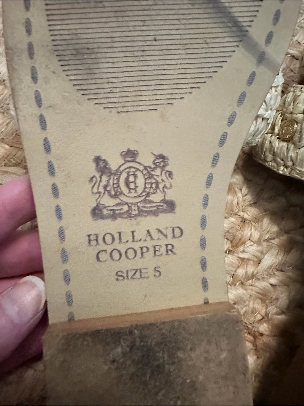 Holland Cooper Beige Raffia Slide Sandals - Picture 8 of 8